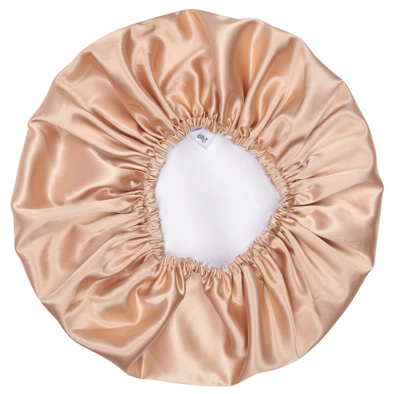 gold white satin bonnet